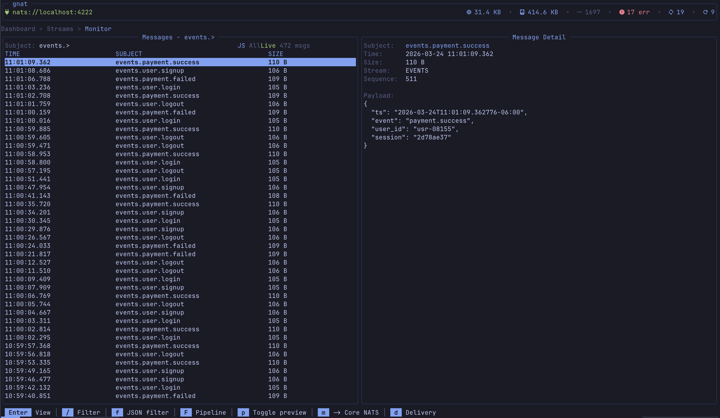 live message monitor