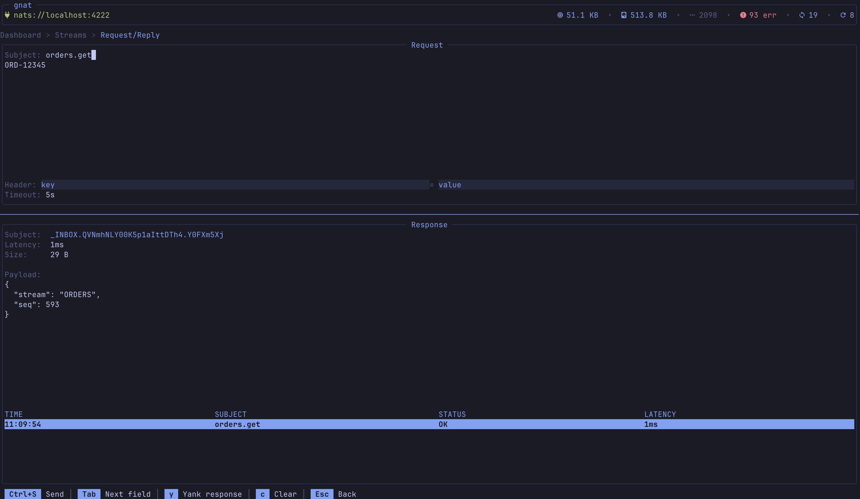 request/reply tester